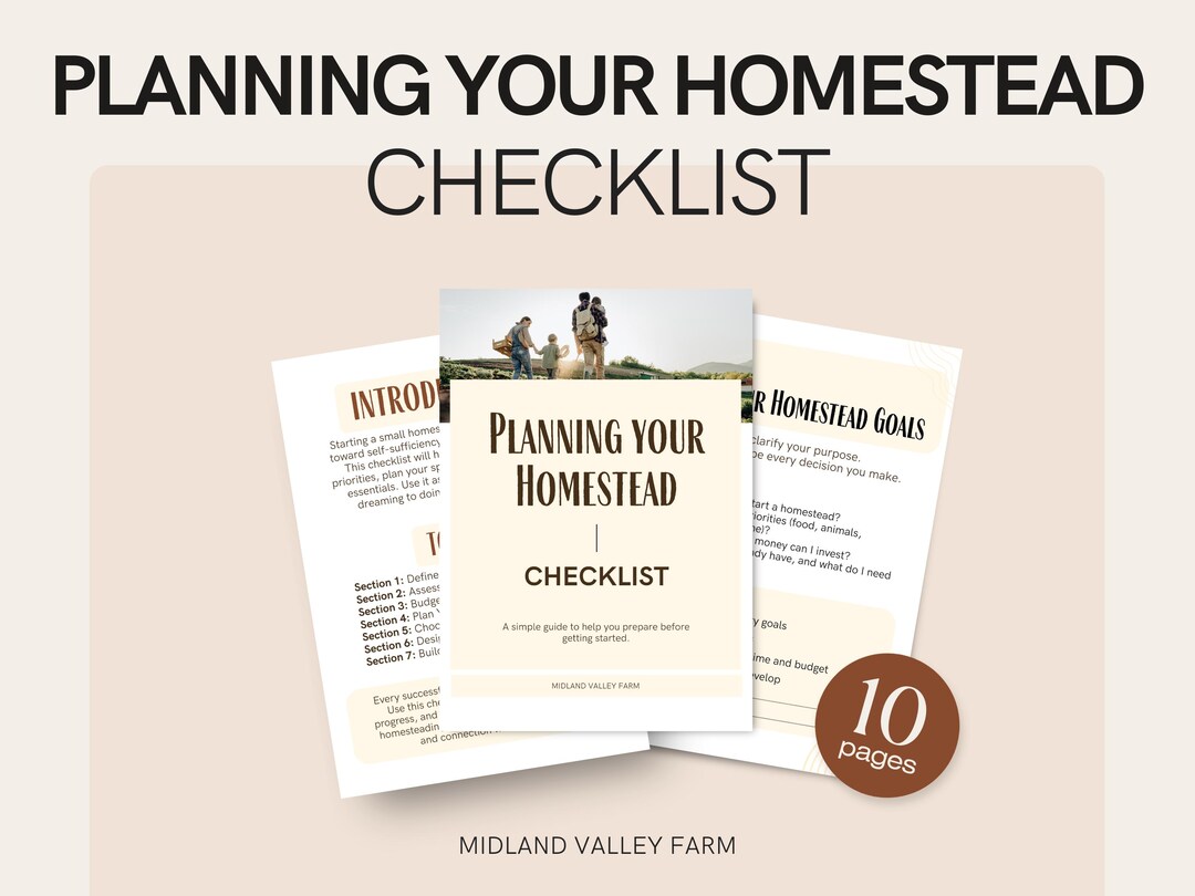 Homestead Planning Guide & Checklist | 10-page Printable Workbook ...