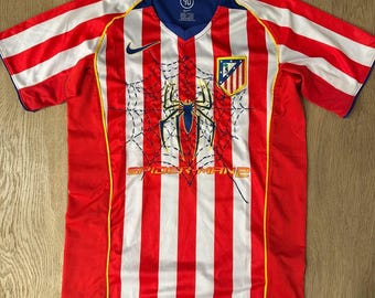 Custom vintage Atletico Madrid Spider-Man football shirt