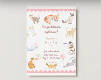 Are You Kitten Me? birthday invitation