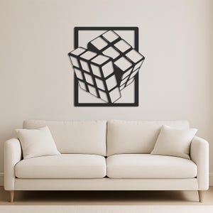 Rubik Cube Metal Wall Art, 3D Puzzle Decor For Game Room Or Office, Geometric Modern Wall Hanging Gift For Gamers And Math Enthusiasts