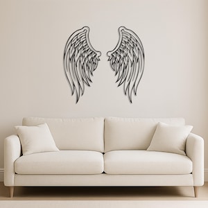 Angel Wings Metal Wall Art, Minimalist Feather Wall Decor, Guardian Angel Wings Wall Hanging, Modern Home Decoration, Gift For Loved Ones