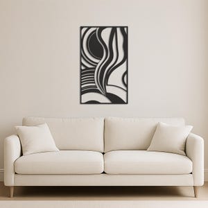 Abstract Line Art Metal Wall Decor, Vertical Modern Wall Hanging For Kitchen Or Entryway,Minimalist Curved Art Sculpture Gift,Metal Wall Art