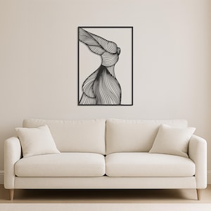 Abstract Female Body Line Art Metal Wall Decor, Minimalist Woman Silhouette Sculpture, Modern Bedroom Living Room Art, Gift For Her