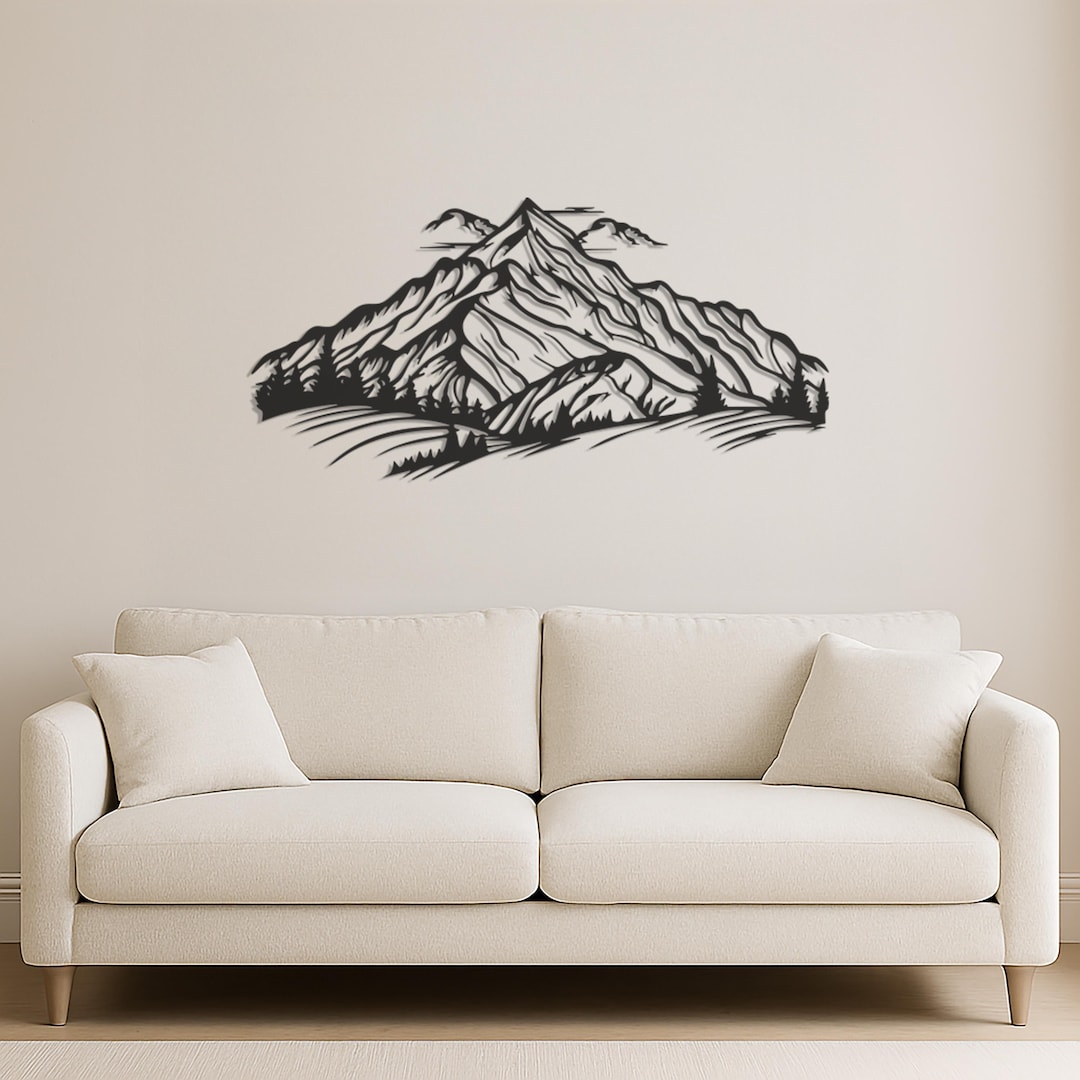 Mountain Landscape Metal Wall Art, Scenic Outdoor Nature Wall Sculpture ...