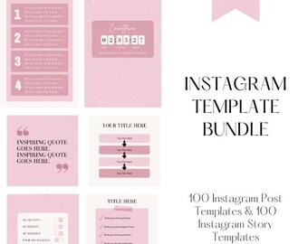 200 Instagram Template Bundle, 100 Instagram Story Templates Canva, 100 Instagram Post Templates Canva