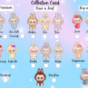 Tarjeta de lista de verificación de la colección Monsters Big into Energy de Labubu Template SOLO ARCHIVO DIGITAL no es un artículo físico