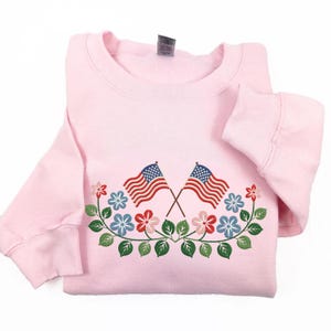 4th of July Hydrangea Embroidery Design Patriotic American Flag Flower Stitch for Shirt Towel Independence Day Machine Embroidery File USA