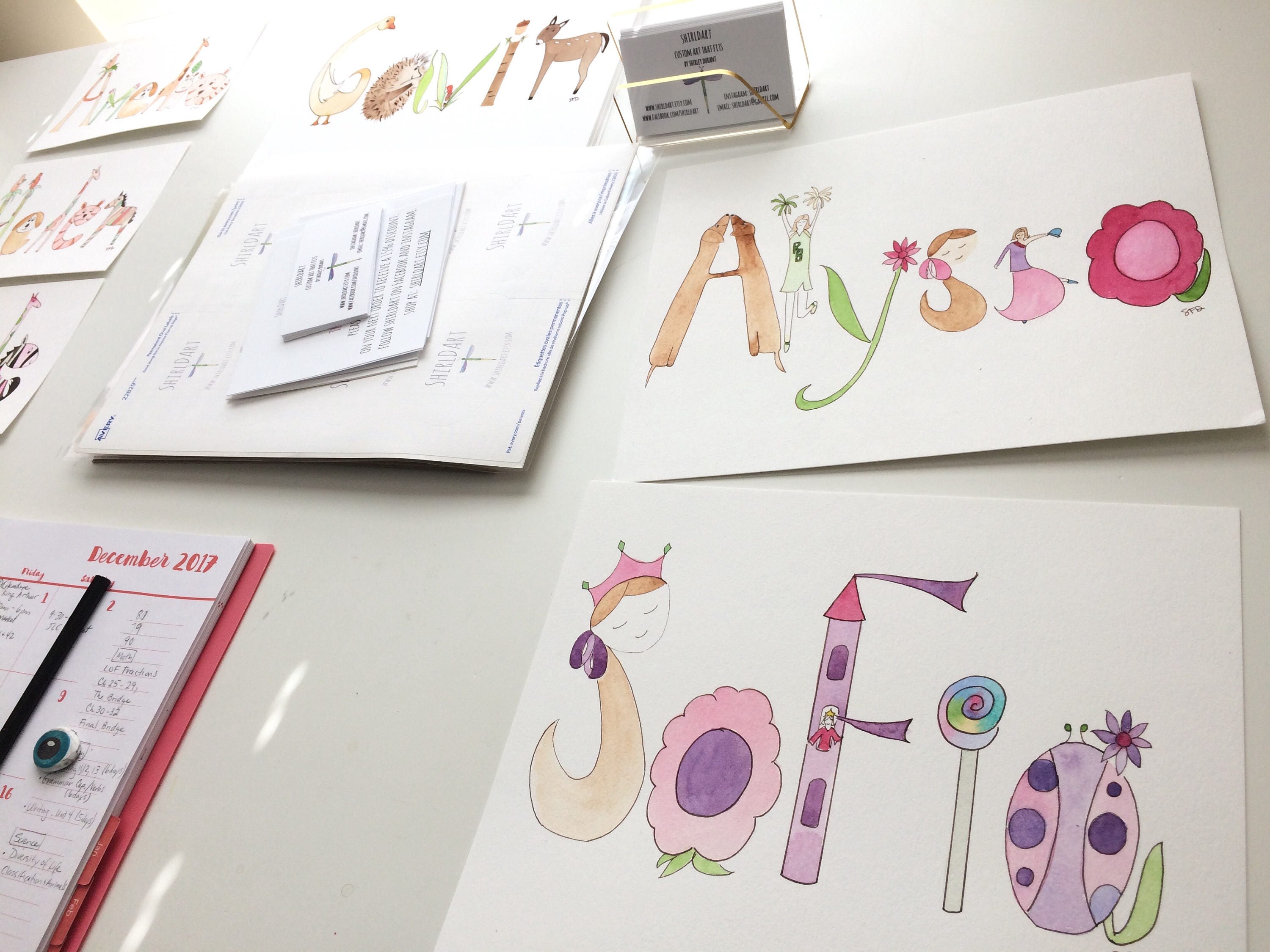 Custom Watercolor Name Painting Personalized Name Art kids | Etsy