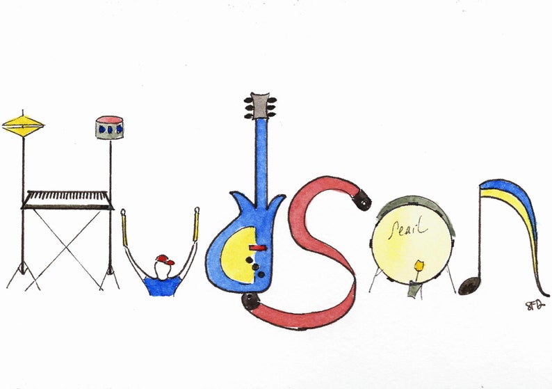 Original Watercolor Name Painting Personalized Custom Teen Etsy