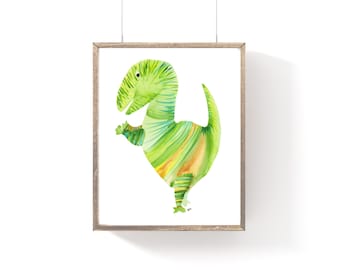 Dinosaur Print, Free Shipping, Three Sizes, Watercolor Art Print, Nursery Decor, Baby Shower Gift, Kids Room, Nursery Wall Art