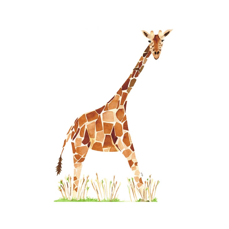 Decor Gift Baby shower Giraffe Watercolor Print Animal Kids Decor Safari Decor