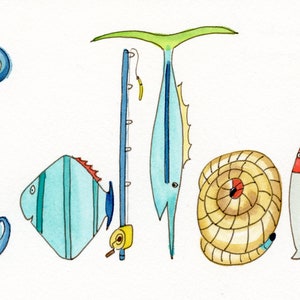 Watercolor Name Painting, Sea Life, Ocean Decor, Custom Nursery Decor, Personalized Wall Art,  Baby Name Watercolor, Baby Shower Gift