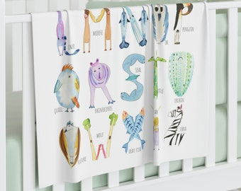 Animal Alphabet Swaddle Blanket