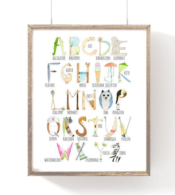 nursery art 8x10/" Toddler toddler gift Alphabet print preschool wall art