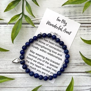 Cadeau de tante de nièce - Bracelet de perles avec carte de message significatif et boîte-cadeau - Pour ma merveilleuse tante