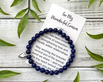 Cousin Gift Bracelet – Bead Bracelet with Meaningful Message Card & Gift Box - For my Wonderful Cousin