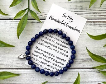 Grandma Gift Bracelet – Bead Bracelet with Meaningful Message Card & Gift Box - For my Wonderful Grandma