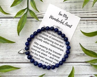 Aunt Gift from Niece – Bead Bracelet with Meaningful Message Card & Gift Box - For my Wonderful Aunt