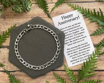 Anniversary Gift for Him • Men’s Hidden Heart Bracelet • Non-Tarnish 6mm Chain • Includes Meaningful Message and Gift Box
