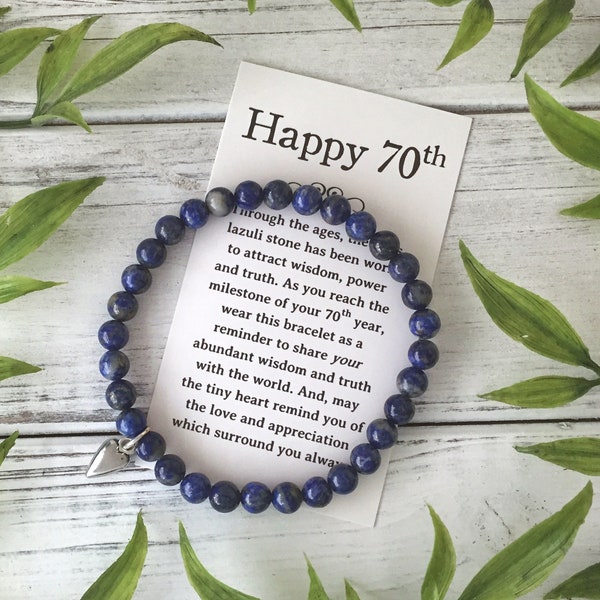 70th Birthday Jewelry Gift - for a Woman Turning 70 – Bead Bracelet with Meaningful Message Card & Gift Box