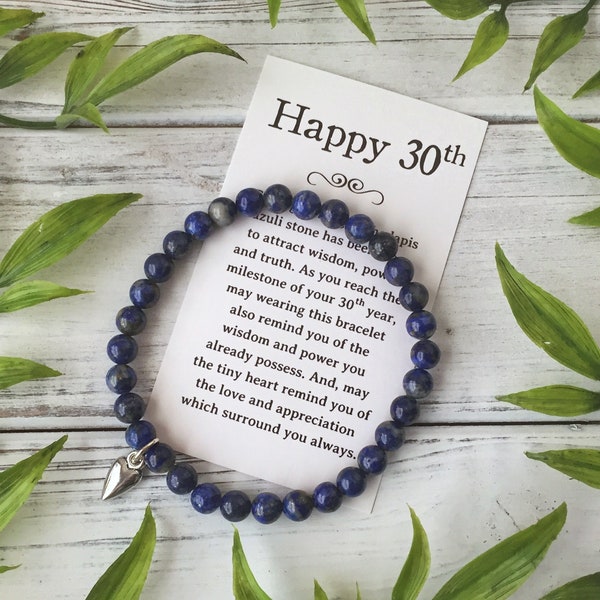 30th Birthday Jewelry Gift - for a Woman Turning 30 – Bead Bracelet with Meaningful Message Card & Gift Box