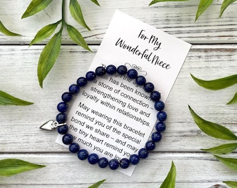 Niece Gift from Aunt – Bead Bracelet with Meaningful Message Card & Gift Box - For my Wonderful Niece