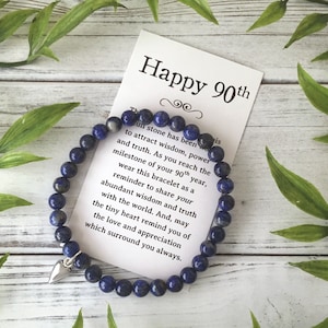 90th Birthday Jewelry Gift for a Woman Turning 90 Bead Bracelet with Meaningful Message Card & Gift Box image 1