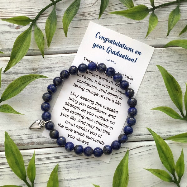 Graduation Gift for Her – Bracelet with Meaningful Message and Gift Box - Lapis