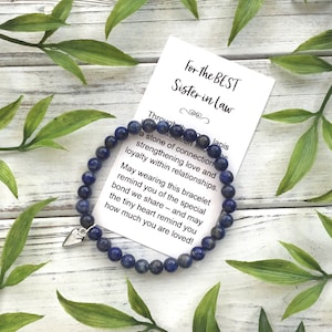 Sister in Law Gift Bracelet - Bead Bracelet with Meaningful Message Card & Gift Box - Lapis