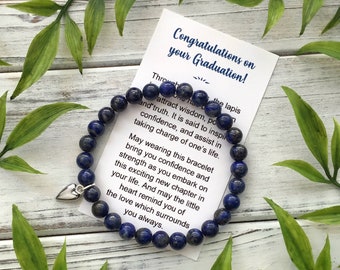 Graduation Gift for Her – Bracelet with Meaningful Message and Gift Box - Lapis