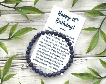 18th Birthday Gift for Girls Bead Bracelet with Meaningful Message Card & Gift Box