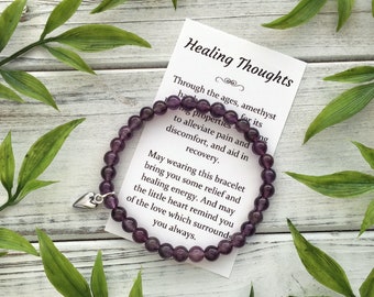 Healing Thoughts Get Well Gift for Women – Bracelet with Sweet Message Card, Box & Bow