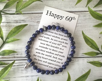 60th Birthday Jewelry Gift - for a Woman Turning 60 – Bead Bracelet with Meaningful Message Card & Gift Box