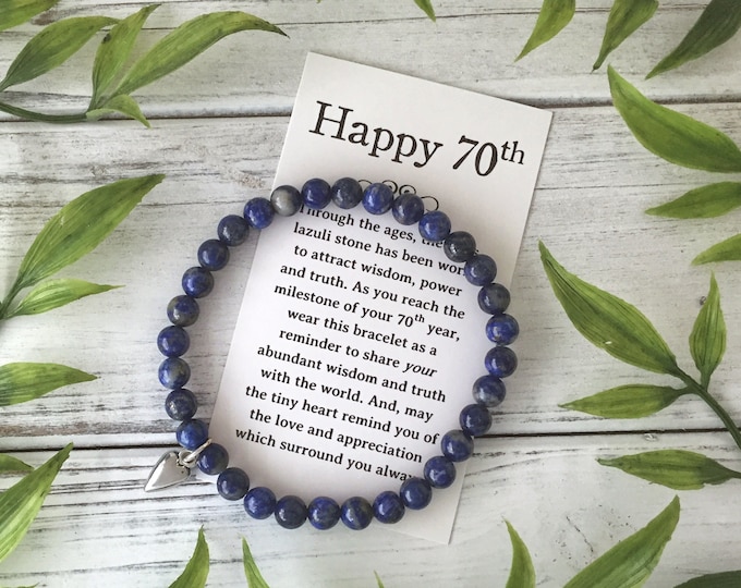 70th Birthday Jewelry Gift for a Woman Turning 70 Bead Bracelet With ...