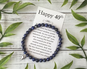 40th Birthday Gift for Women – Bead Bracelet with Meaningful Message Card & Gift Box