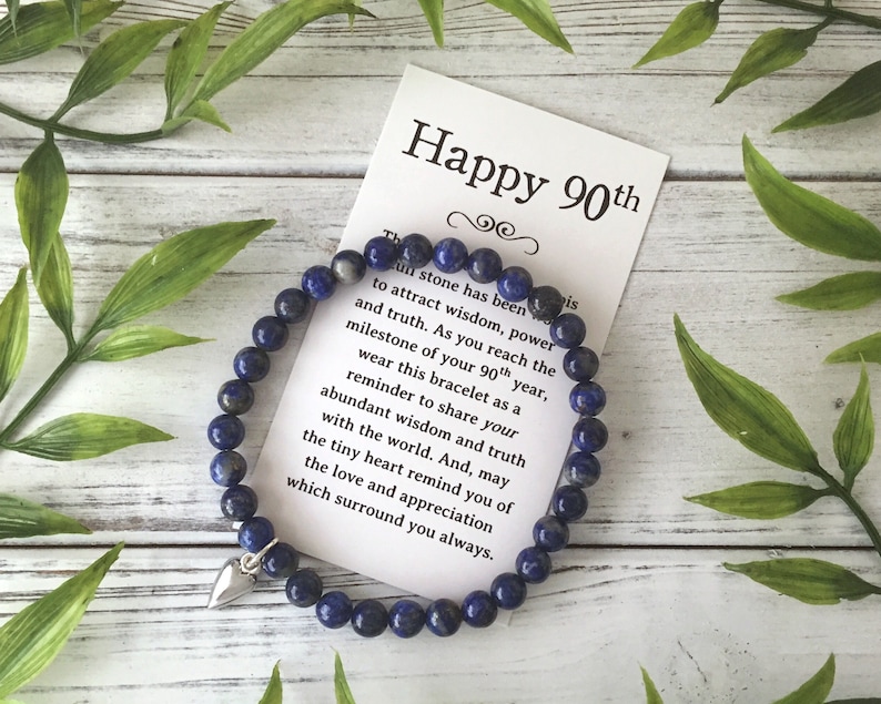 90th Birthday Jewelry Gift for a Woman Turning 90 Bead Bracelet with Meaningful Message Card & Gift Box image 1