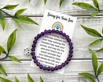 Pet Loss Gift Bracelet – Rainbow Bridge Gift for Loss of Cat or Dog – Meaningful Message, Gift Box & Bow