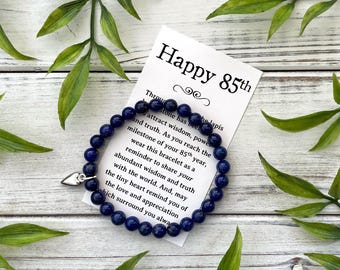 85th Birthday Gift for Her - for a Woman Turning 85 – Bead Bracelet with Meaningful Message Card & Gift Box with Bow - Birthday Jewelry