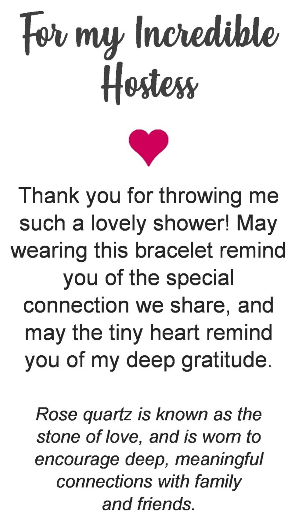 Baby Shower Hostess Gift Thank You Bracelet With Sweet Etsy