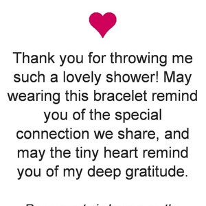 Baby Shower Hostess Gift Thank You Bracelet with Sweet Message Card, Box & Bow image 2