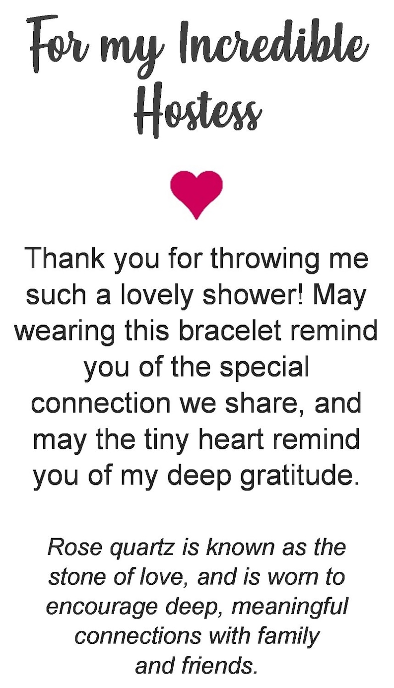 Baby Shower Hostess Gift Thank You Bracelet with Sweet Message Card, Box & Bow image 2