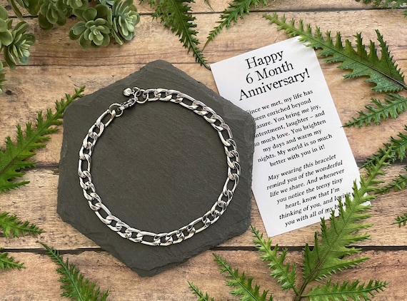 6 Month Anniversary Gift for Boyfriend Mens Hidden Heart Bracelet
