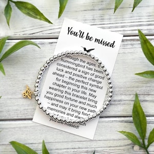 Friend Moving Away Gift for Woman – Farewell Bracelet with Meaningful Message Card & Gift Box - Goodbye Present - Silver Hematite