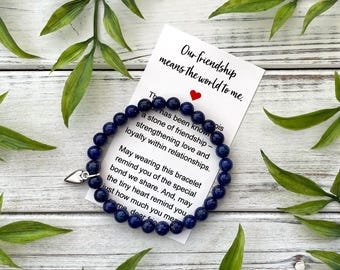 Friendship Gift Bracelet for Women – Friend Gift Jewelry with Gift Box - Lapis