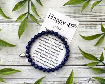 45th Birthday Gift for Women – Bead Bracelet with Meaningful Message Card & Gift Box With Bow