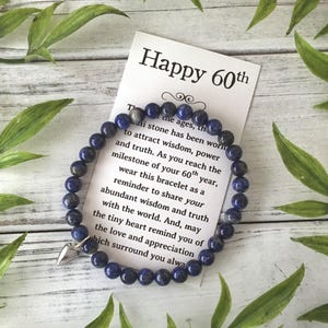 60th Birthday Gift for Women - 60th Birthday Bracelet – Lapis Bead Bracelet with Meaningful Message Card & Gift Box