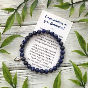 Graduation Gift for Her – Bracelet with Meaningful Message and Gift Box - Lapis