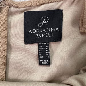 Adrianna Papell Beaded Art Deco Gown Size 10 Blush Pink Formal Dress Gatsby Wedding Guest Evening Dress Rose Gold Sequin Blouson Dress Maxi image 10