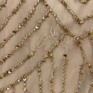 Adrianna Papell Beaded Art Deco Gown Size 10 Blush Pink Formal Dress Gatsby Wedding Guest Evening Dress Rose Gold Sequin Blouson Dress Maxi image 12