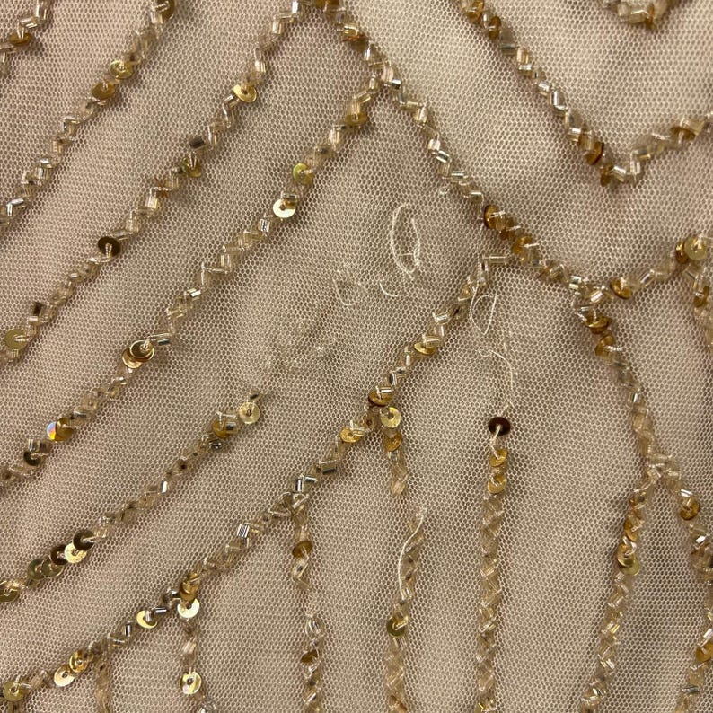 Adrianna Papell Beaded Art Deco Gown Size 10 Blush Pink Formal Dress Gatsby Wedding Guest Evening Dress Rose Gold Sequin Blouson Dress Maxi image 12
